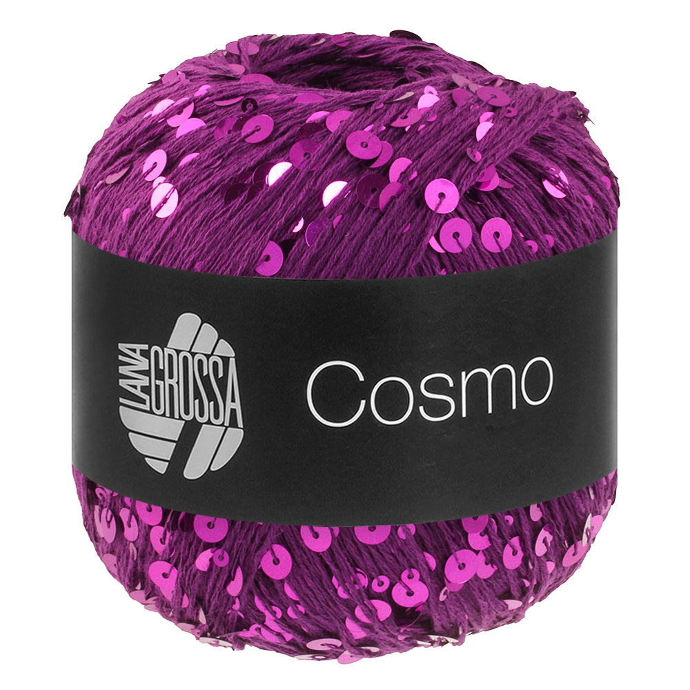 COSMO von LANA GROSSA – Farbe 26 Rotviolett, 100-g-Knäuel mit Pailletten