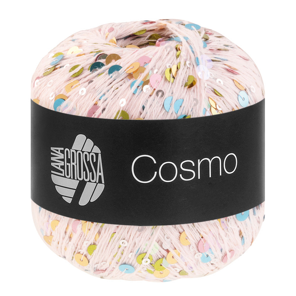 COSMO von LANA GROSSA – Farbe 12 Blassrosa, 100-g-Knäuel mit Pailletten